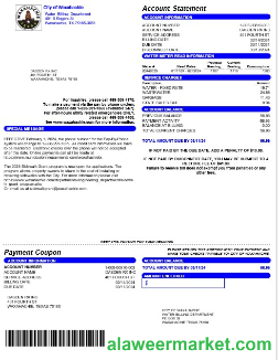 USA CITY OF WAXAHACHIE business utility bill Word and PDF template